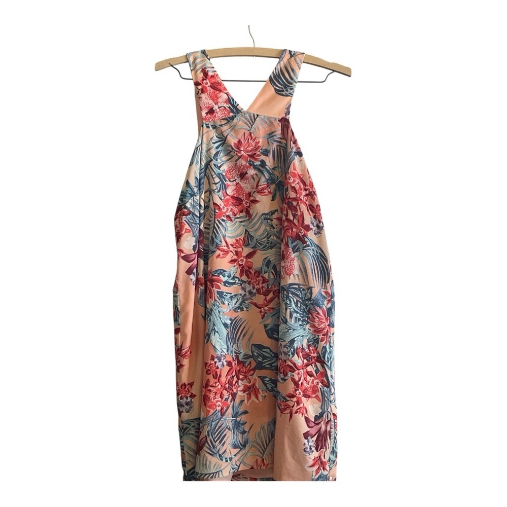 BCBGeneration Red and Pink Floral Halter Sundress